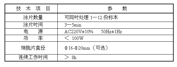 液基薄層細胞涂片機技術(shù)參數(shù)